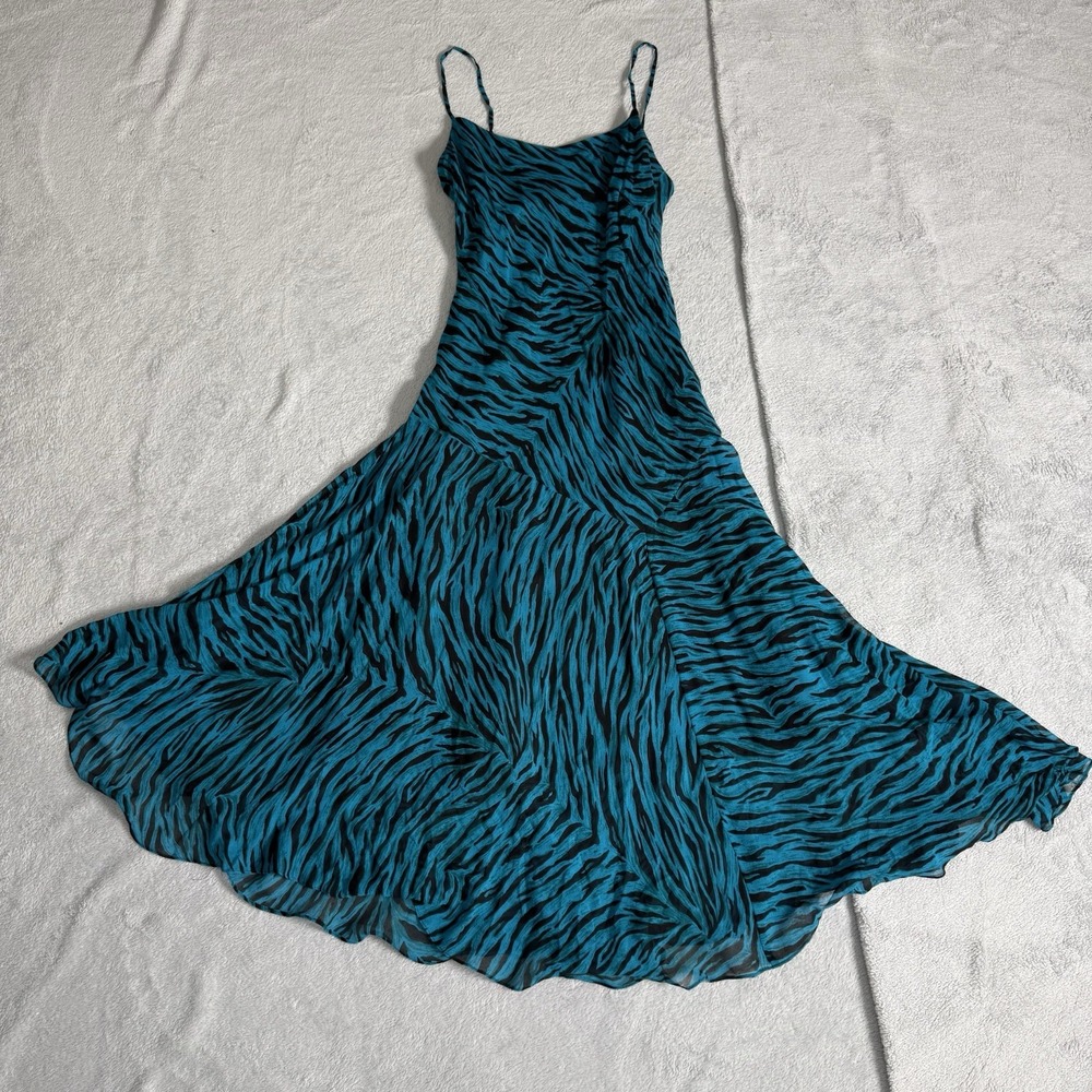 NINE WEST 100% Silk Pink Blue Floral Romantic Boho Lined SunDress Women's Sz 8